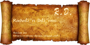 Radván Dénes névjegykártya