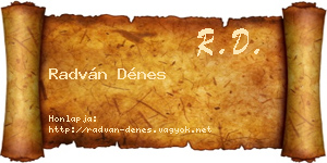 Radván Dénes névjegykártya